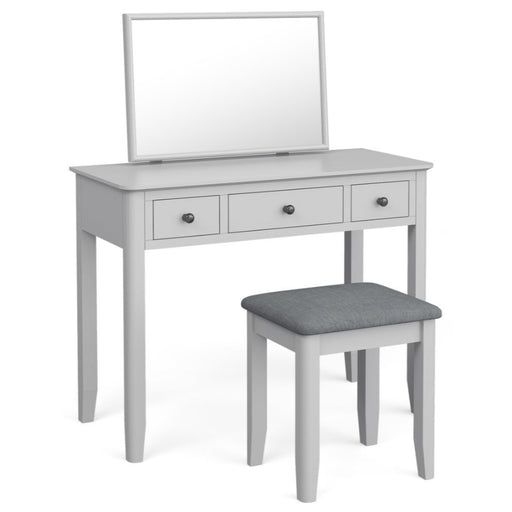 Capri Silver Grey Dressing Table Set with Stool & Mirror - The Furniture Mega Store 