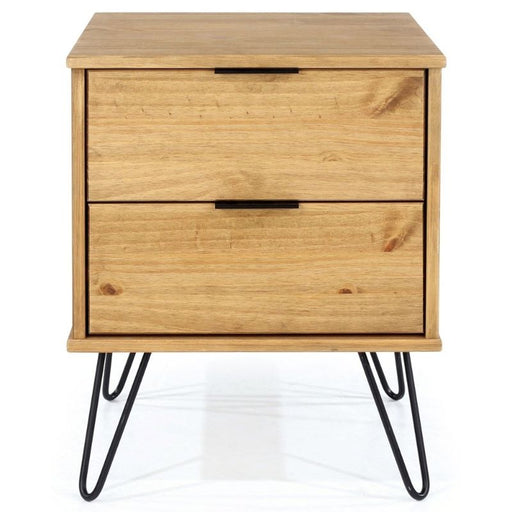 Augusta Pine Bedside Cabinet with Hairpin Legs - The Furniture Mega Store 