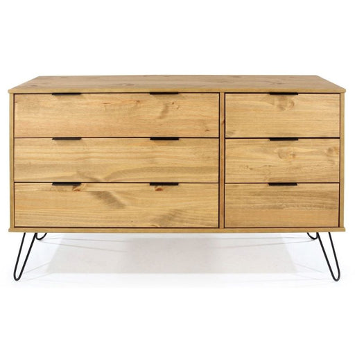 Augusta Pine 3 3 Drawer Wide Chest with Hairpin Legs