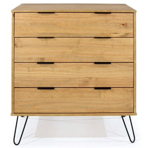 Augusta Pine 4 Drawer Chest with Hairpin Legs - The Furniture Mega Store 