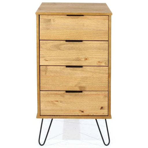 Augusta Pine 4 Drawer Narrow Chest with Hairpin Legs - The Furniture Mega Store 