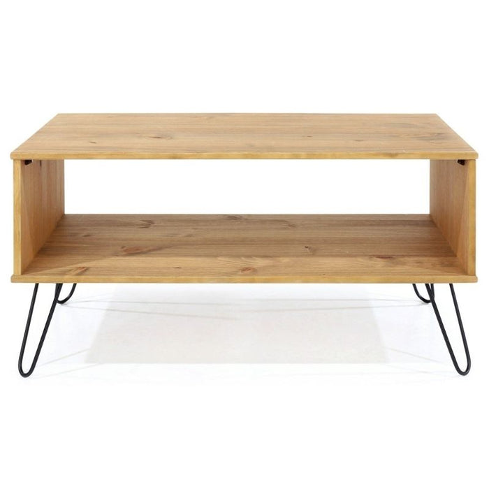 Augusta Pine Open Coffee Table with Hairpin Legs - The Furniture Mega Store 