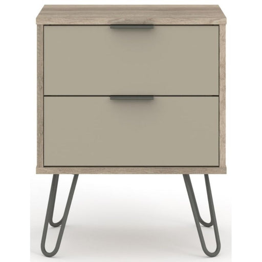 Augusta Driftwood Bedside Cabinet with Hairpin Legs - The Furniture Mega Store 