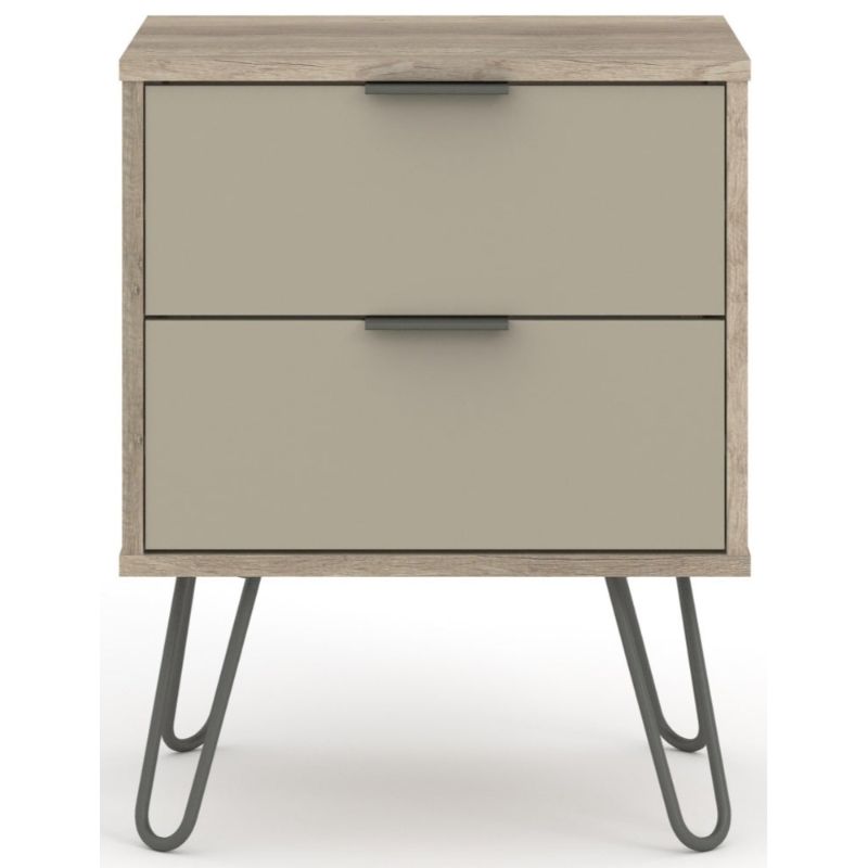 Augusta Driftwood Bedside Cabinet with Hairpin Legs - The Furniture Mega Store 