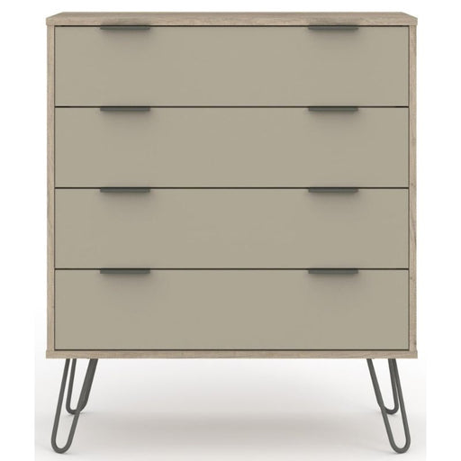 Augusta Driftwood 4 Drawer Chest with Hairpin Legs - The Furniture Mega Store