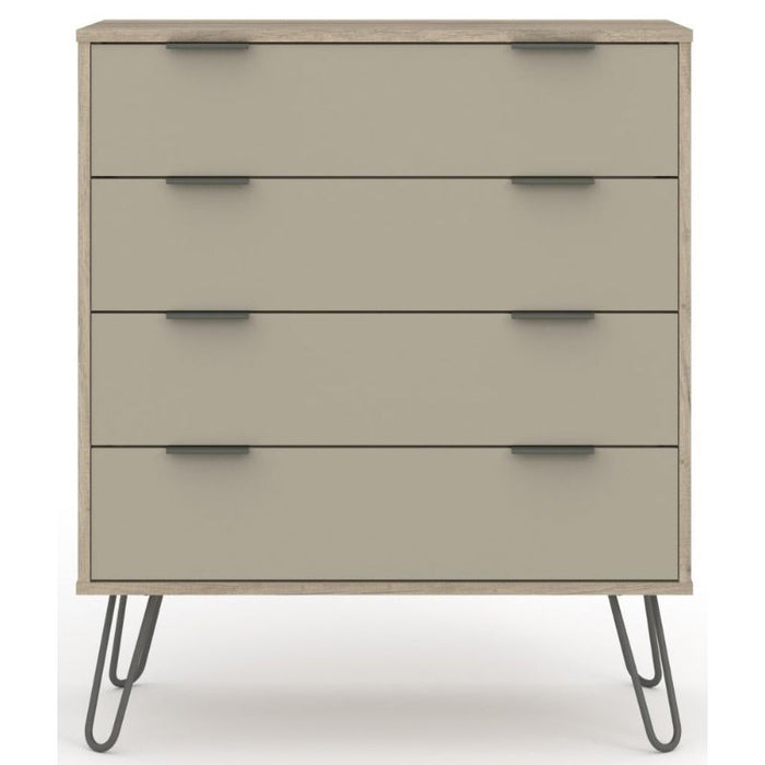 Augusta Driftwood 4 Drawer Chest with Hairpin Legs - The Furniture Mega Store 