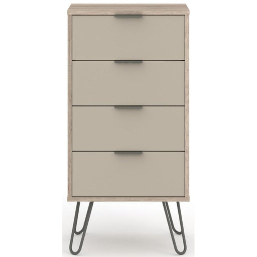 Augusta Driftwood 4 Drawer Narrow Chest with Hairpin Legs - The Furniture Mega Store