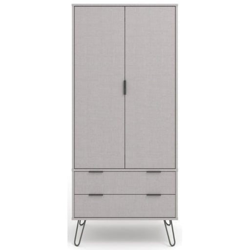 Augusta Grey 2 Door Combi Wardrobe with Hairpin Legs - The Furniture Mega Store 