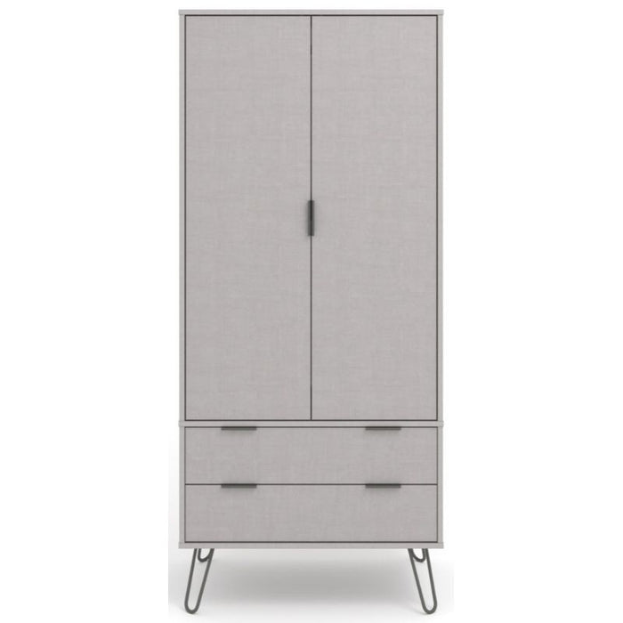 Augusta Grey 2 Door Combi Wardrobe with Hairpin Legs - The Furniture Mega Store 