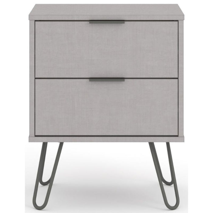 Augusta Grey Bedside Cabinet with Hairpin Legs - The Furniture Mega Store 