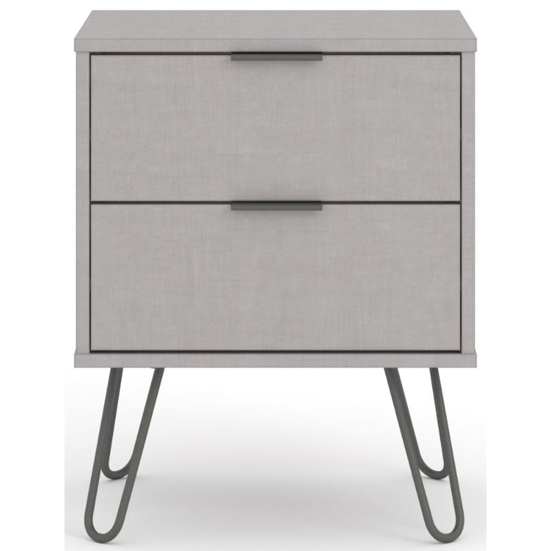 Augusta Grey Bedside Cabinet with Hairpin Legs - The Furniture Mega Store 