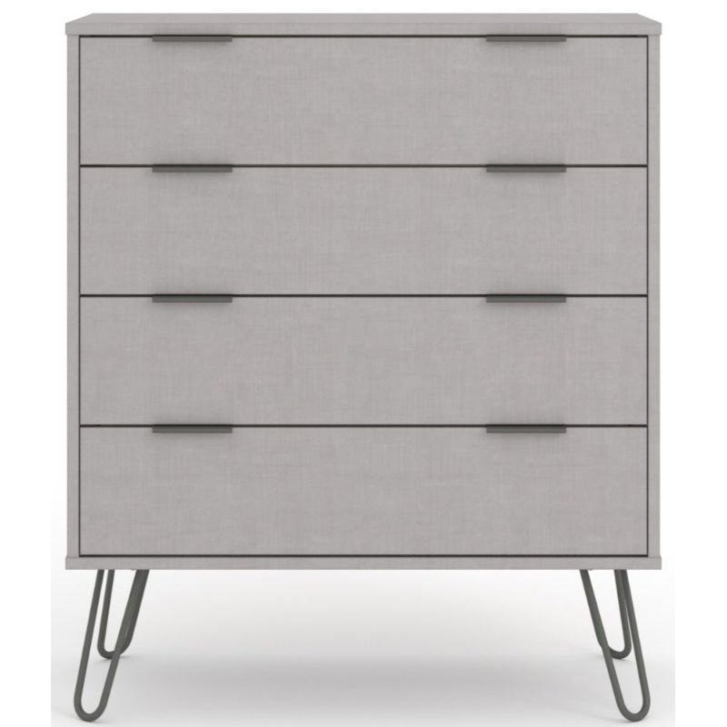 Augusta Grey 4 Drawer Chest with Hairpin Legs - The Furniture Mega Store 