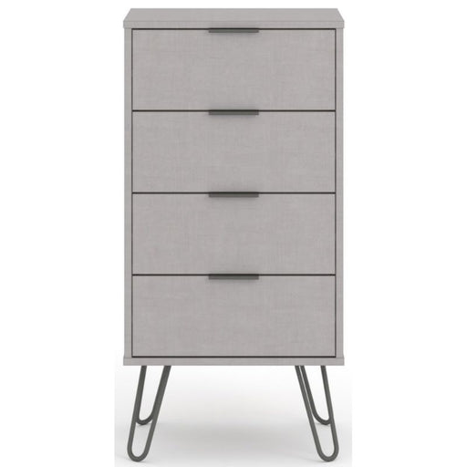 Augusta Grey 4 Drawer Narrow Chest with Hairpin Legs - The Furniture Mega Store 