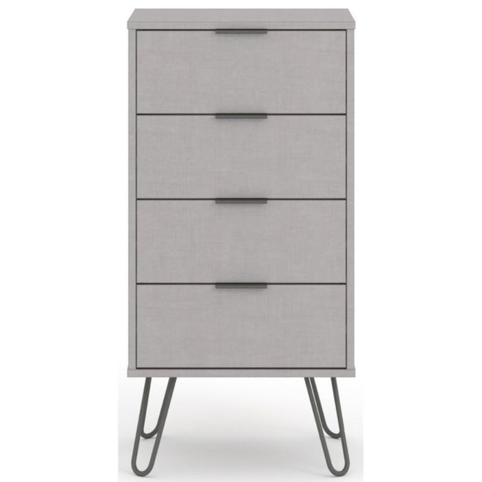 Augusta Grey 4 Drawer Narrow Chest with Hairpin Legs - The Furniture Mega Store 
