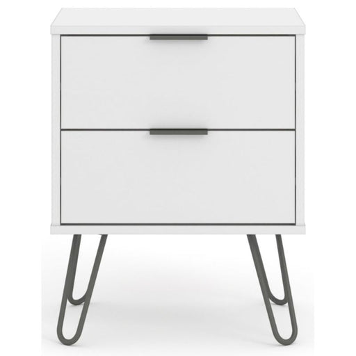 Augusta White Bedside Cabinet with Hairpin Legs - The Furniture Mega Store 