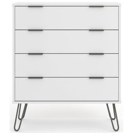 Augusta White 4 Drawer Chest with Hairpin Legs - The Furniture Mega Store