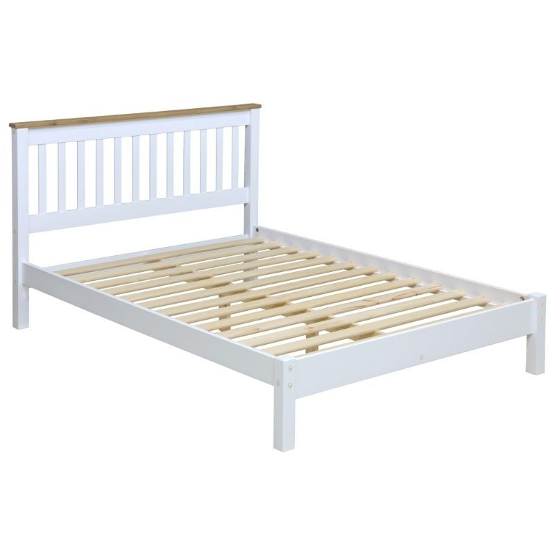 Capri White 4ft 6in Double Slatted Low End Bedstead - The Furniture Mega Store 