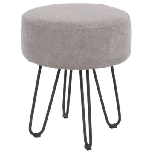 Aspen Grey Fabric Round Stool with Hairpin Legs - The Furniture Mega Store 