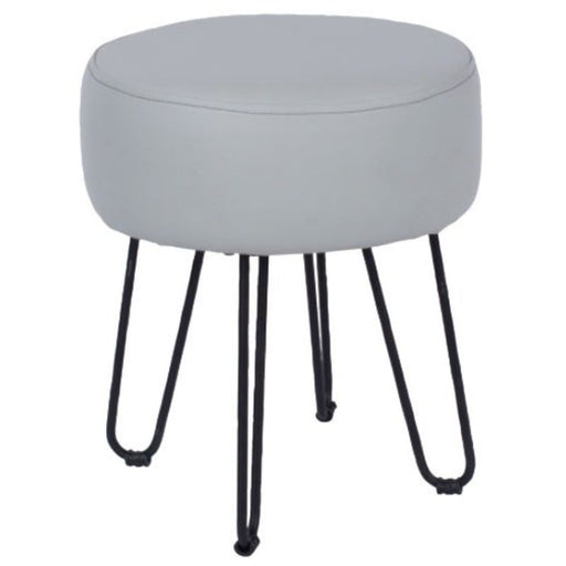 Aspen Grey Faux Leather Round Stool with Hairpin Legs - The Furniture Mega Store 