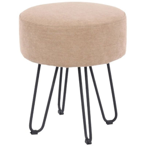 Aspen Sand Fabric Round Stool with Hairpin Legs - The Furniture Mega Store 