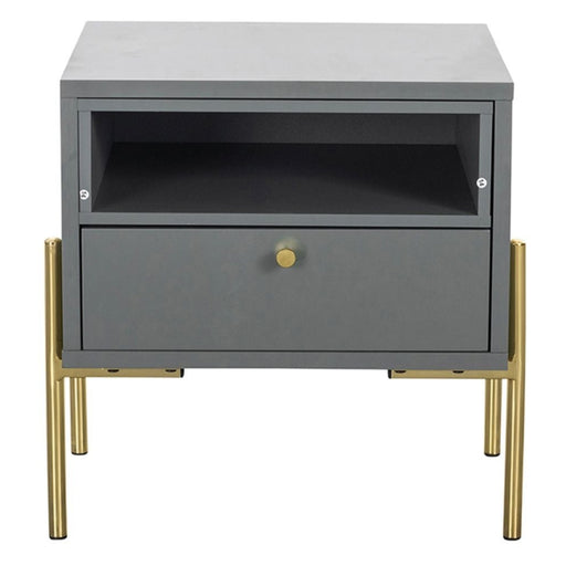 Vida Living Madrid Grey and Gold Bedside Table - The Furniture Mega Store 