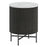 Piano Black Fluted Wood and Marble Top Round Bedside Table with 1 Door, Made of Mango Wood Ribbed and White Marble Top - The Furniture Mega Store 