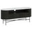 Piano Black Fluted Wood and Marble Top Small Curved TV Unit, 120cm Wide for Television Upto 43in Plasma, Made of Mango Wood Ribbed Base and White Marble Top - The Furniture Mega Store 