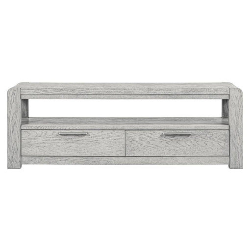 Flora Grey Washed Oak Large TV Unit, 140cm W with Storage for Television Upto 55in Plasma - The Furniture Mega Store 