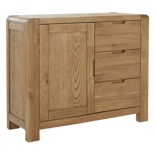 Laney Oak Sideboard, 98.5cm W with 1 Door 3 Drawers - The Furniture Mega Store 
