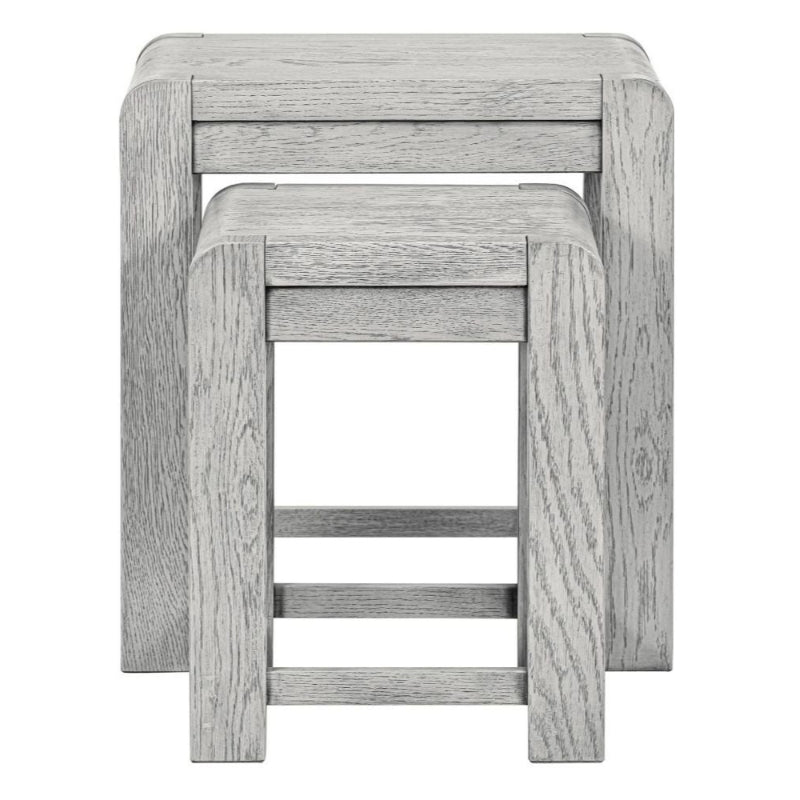 Flora Grey Washed Oak Nest of Table - The Furniture Mega Store 