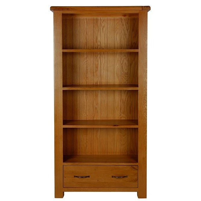 Earlswood Solid Oak 1 Drawer Large Bookcase - The Furniture Mega Store 