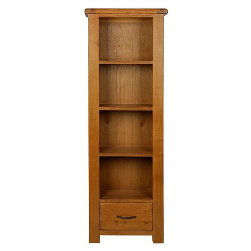 Earlswood Solid Oak 1 Drawer Slim Bookcase - The Furniture Mega Store 