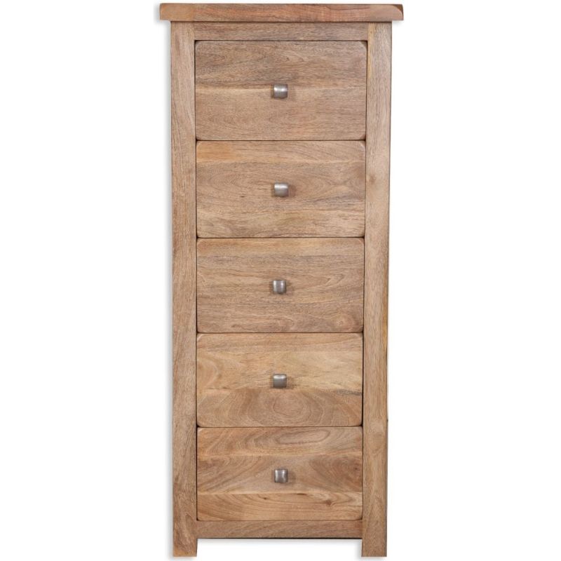 Bombay Mango Wood 5 Drawer Tall Chest - The Furniture Mega Store 