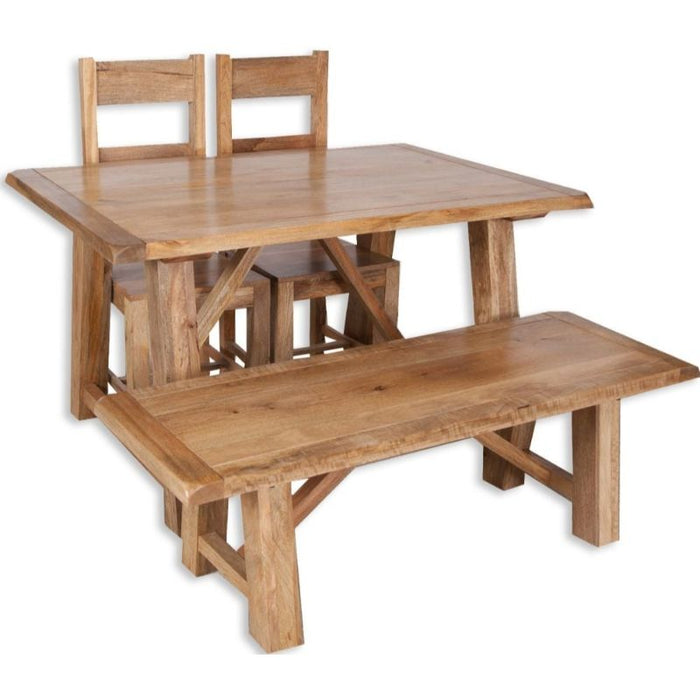 Bombay Mango Wood Dining Set with 2 Wooden Chairs and Bench - The Furniture Mega Store 