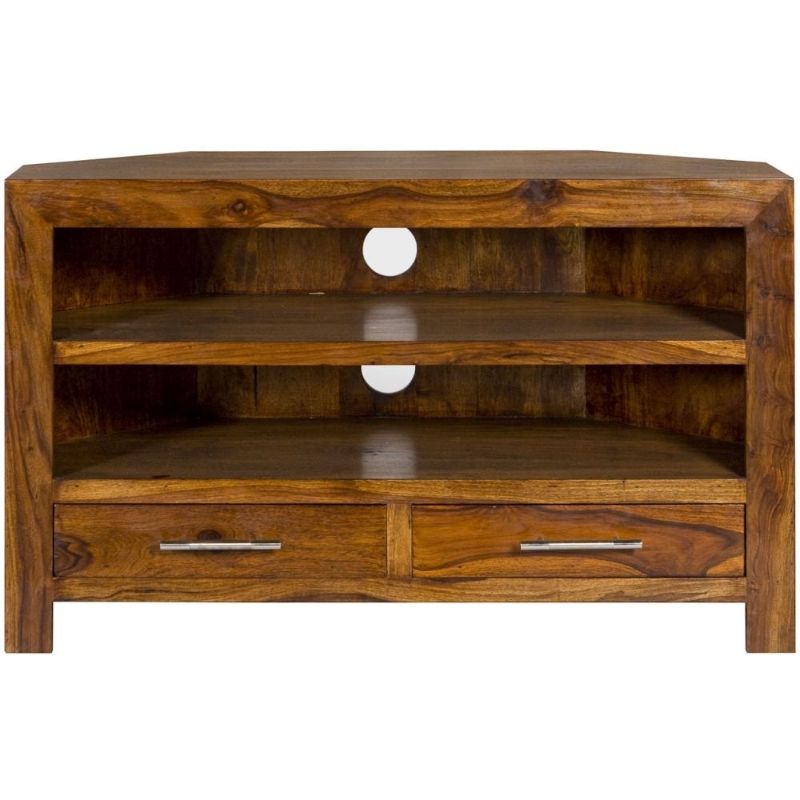 Cuban Petite Sheesham Corner TV Cabinet - The Furniture Mega Store 