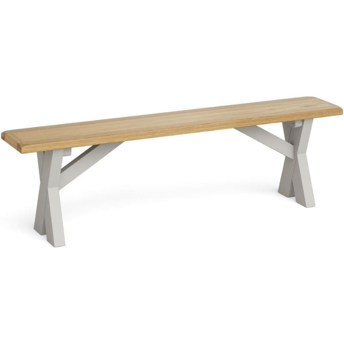 Cross Country Grey and Oak Cross Leg Bench - The Furniture Mega Store 