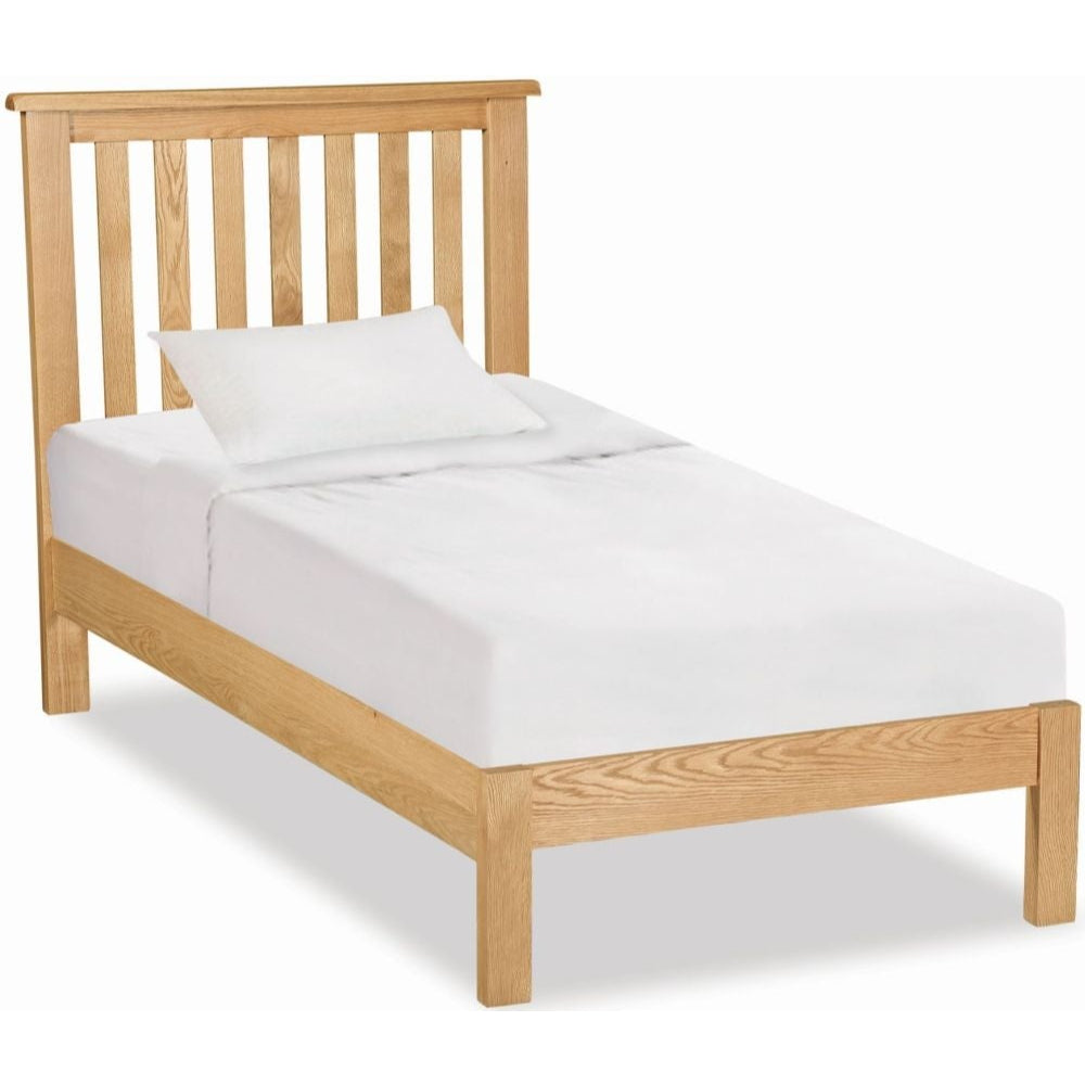 Addison Lite Natural Oak 3ft Low Foot End Slatted Bed Frame - The Furniture Mega Store 