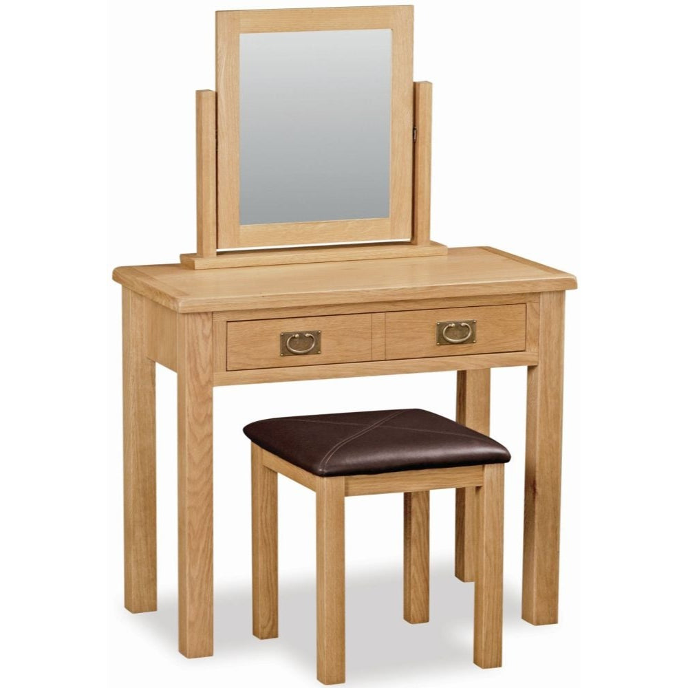 Addison Lite Natural Oak Dressing Table Set with Stool Mirror