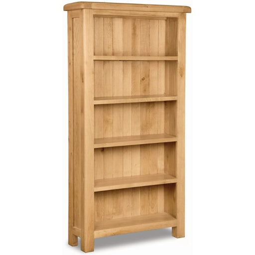 Addison Natural Oak Large Bookcase, 90cm Bookshelf with 4 Shelves - The Furniture Mega Store 