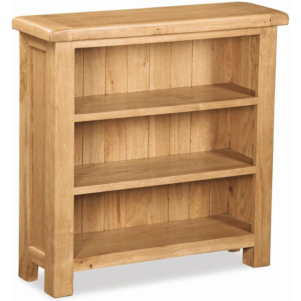 Addison Natural Oak Low Bookcase, 90cm Bookshelf with 2 Shelves - The Furniture Mega Store 