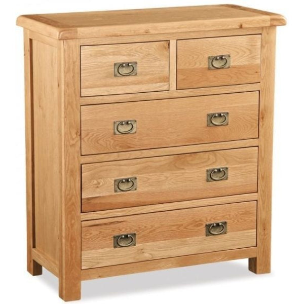 Addison Natural Oak Chest of Drawers, 2 + 3 Drawers - The Furniture Mega Store 