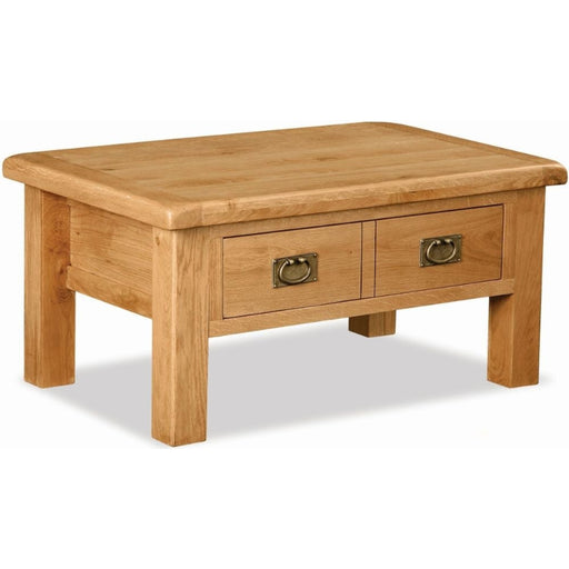 Addison Natural Oak Coffee Table, Storage with 2 Drawers - The Furniture Mega Store 
