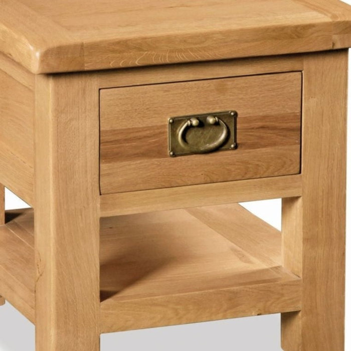Addison Natural Oak Lamp Table with 1 Drawer & 1 Shelf - The Furniture Mega Store 