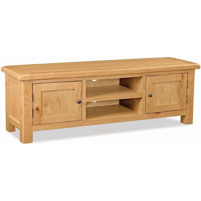 Addison Natural Oak Extra Large TV Unit, 150cm with Storage for Television Upto 55in Plasma - The Furniture Mega Store 