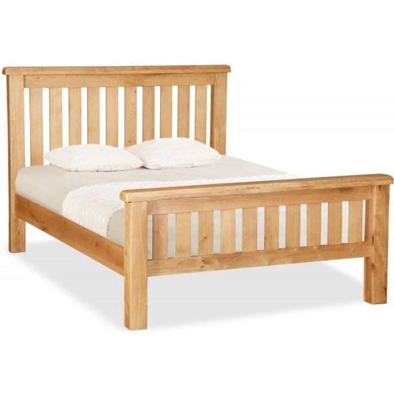 Addison Natural Oak High Foot End Bed with Slatted Headboard - The Furniture Mega Store 