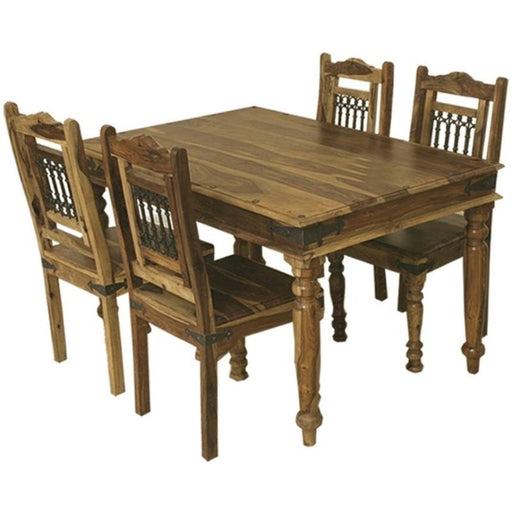 Thacket Sheesham Dining Table and 4 Chairs - The Furniture Mega Store 