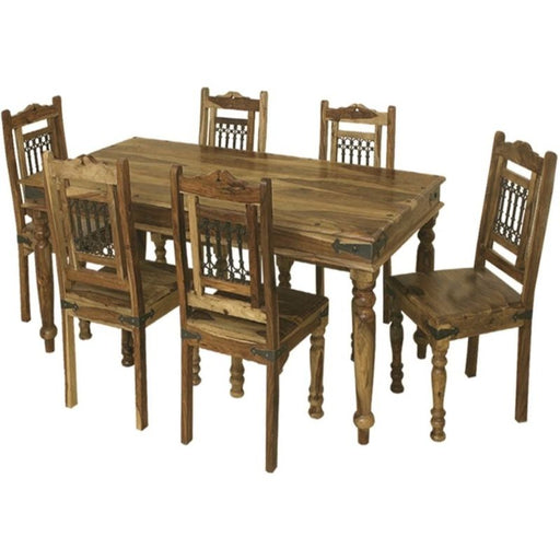 Thacket Sheesham Dining Table and 6 Chairs - The Furniture Mega Store 