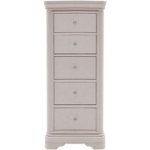 Vida Living Mabel Taupe Painted 5 Drawer Chest - The Furniture Mega Store