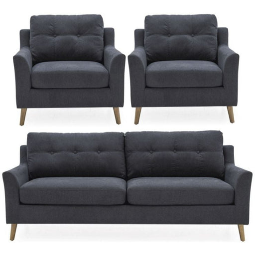 Vida Living Olten Charcoal Fabric 3+1+1 Seater Sofa - The Furniture Mega Store 