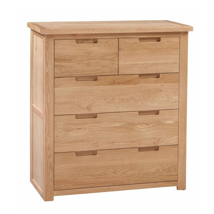 Romsey Solid Oak 2 Over 3 Drawer Chest - The Furniture Mega Store 